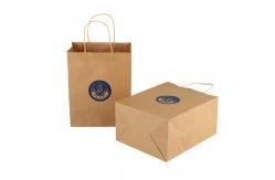 China Custom Brown Kraft Paper Grocery Bags Bulk With Logo Printing Twist Handles supplier
