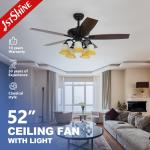 China Decorative Tranditional Ceiling Fan With Lamp DC Motor 6-Speed Matte Black Finish manufacturer