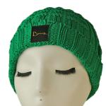 High quality unisex customize logo green winter knitted  hats caps for fashion for sale