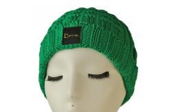 China High quality unisex customize logo green winter knitted  hats caps for fashion supplier
