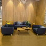 Fabric Office Sofa Couch 3 Seater Office Sofa And Coffee Table Set