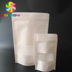 White Doypack Snack Bag Packaging Kraft Paper Material With Clear Window / Zipper for sale