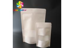 China White Doypack Snack Bag Packaging Kraft Paper Material With Clear Window / Zipper supplier