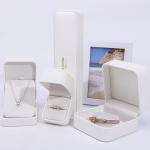 China Plain White PU Leather Jewelry Box , Leather Jewelry Case For Ring Pendant Bracelet factory
