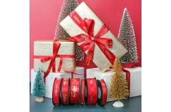 China Red Double Face Satin Grosgrain Printed Ribbon Christmas Packaging Gift supplier