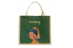 China Custom Printed Jute Tote Bags Laminated Patterned Burlap Handbag supplier