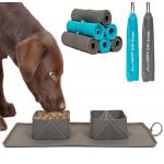 Double Collapsible Dog Bowls Travel Portable With Silicone Mat for sale
