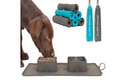 China Double Collapsible Dog Bowls Travel Portable With Silicone Mat supplier