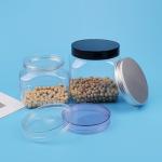 Clear 211# Screw Lid Pet Cookie Jar Square Shape Plastic Food Containers 380ml