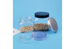China Clear 211# Screw Lid Pet Cookie Jar Square Shape Plastic Food Containers 380ml supplier