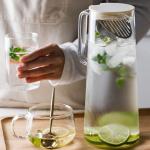 Lead Free Glass Water Pitcher With Silicone Lid / Spoon 1350ml Capacity