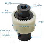 Nylon Inner 45 Teeth Flexible Gear Coupling OD 140mm Height 257mm for sale