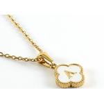 13*13MM 18K Gold Plated Stainless Steel Four-leaf Clover Letter Pendants for sale