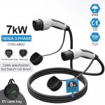 Type2 Three Phase EV Charging Cable 16A 32A 22kw 11KW Charger Female Plug To Male Plug for sale