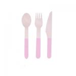 160mm Disposable Pink Wooden Cutlery Set Colorful Biodegradable Party Utensils for sale