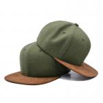 Two Tone Army Green Melton Wool Snapback Hat With Suede Brim for sale